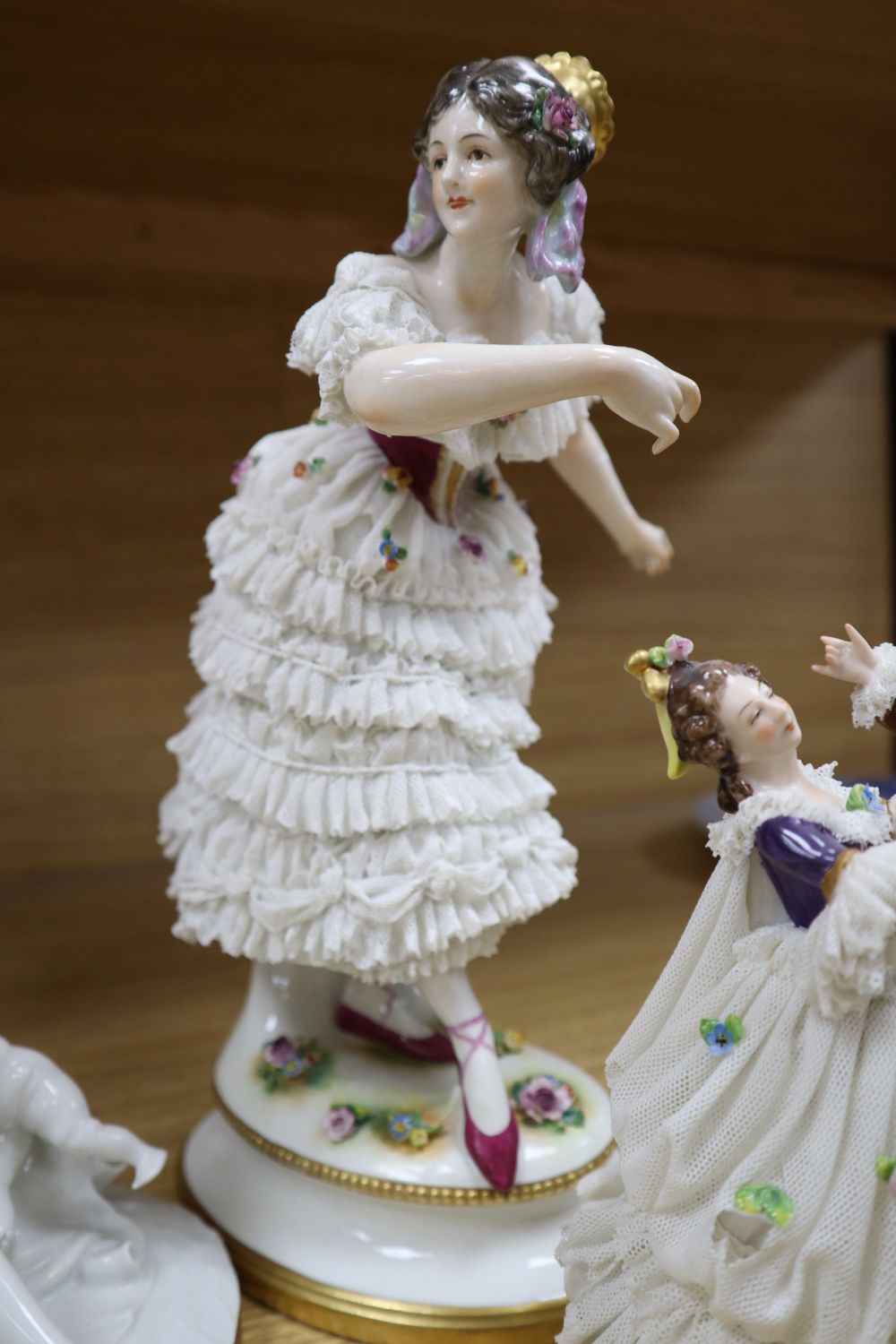 A group of six Continental porcelain figures, tallest 30cm